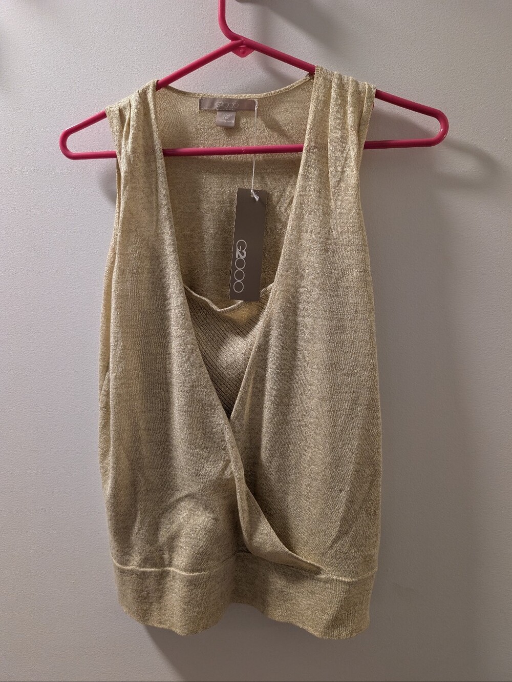 G2000 Women's Yellow Gold Sleeveless Knit Wrap Tank XS/S